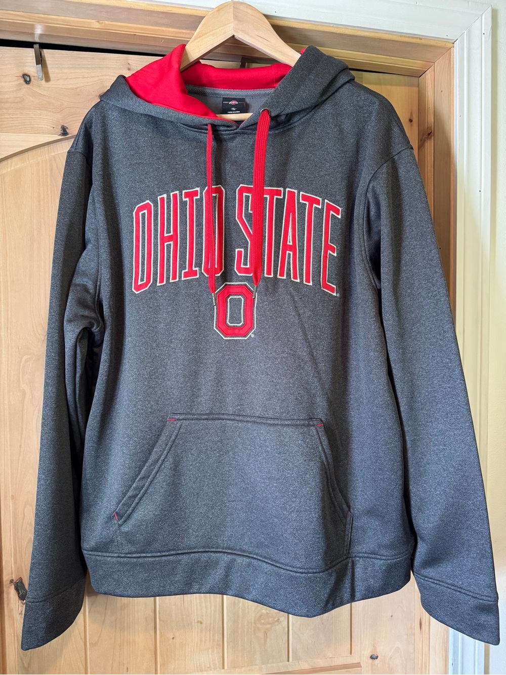 Ohio State Men's Gray and Red Pullover Hoodie